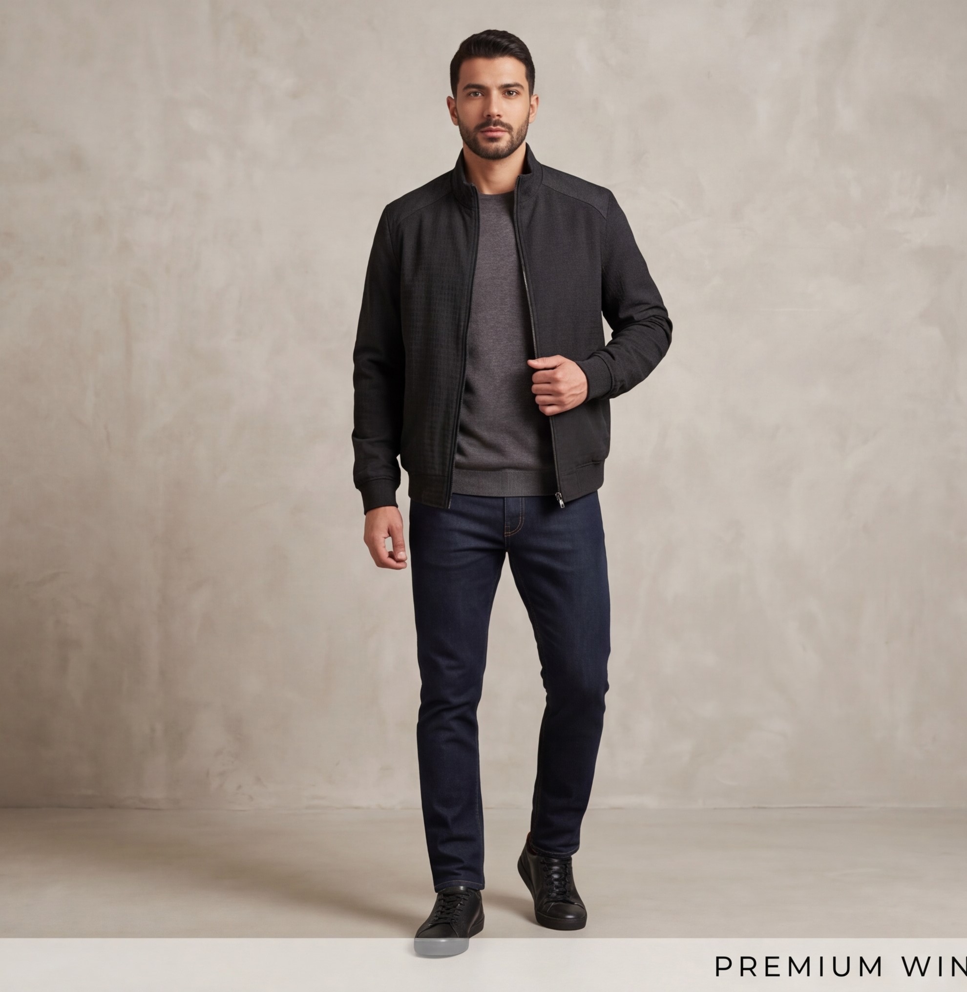 Men’s Checkered Zipper Jacket – Modern Casual Style - Image 3