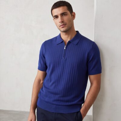 Men’s Zipper Polo T-Shirt – Modern Stylish Fit