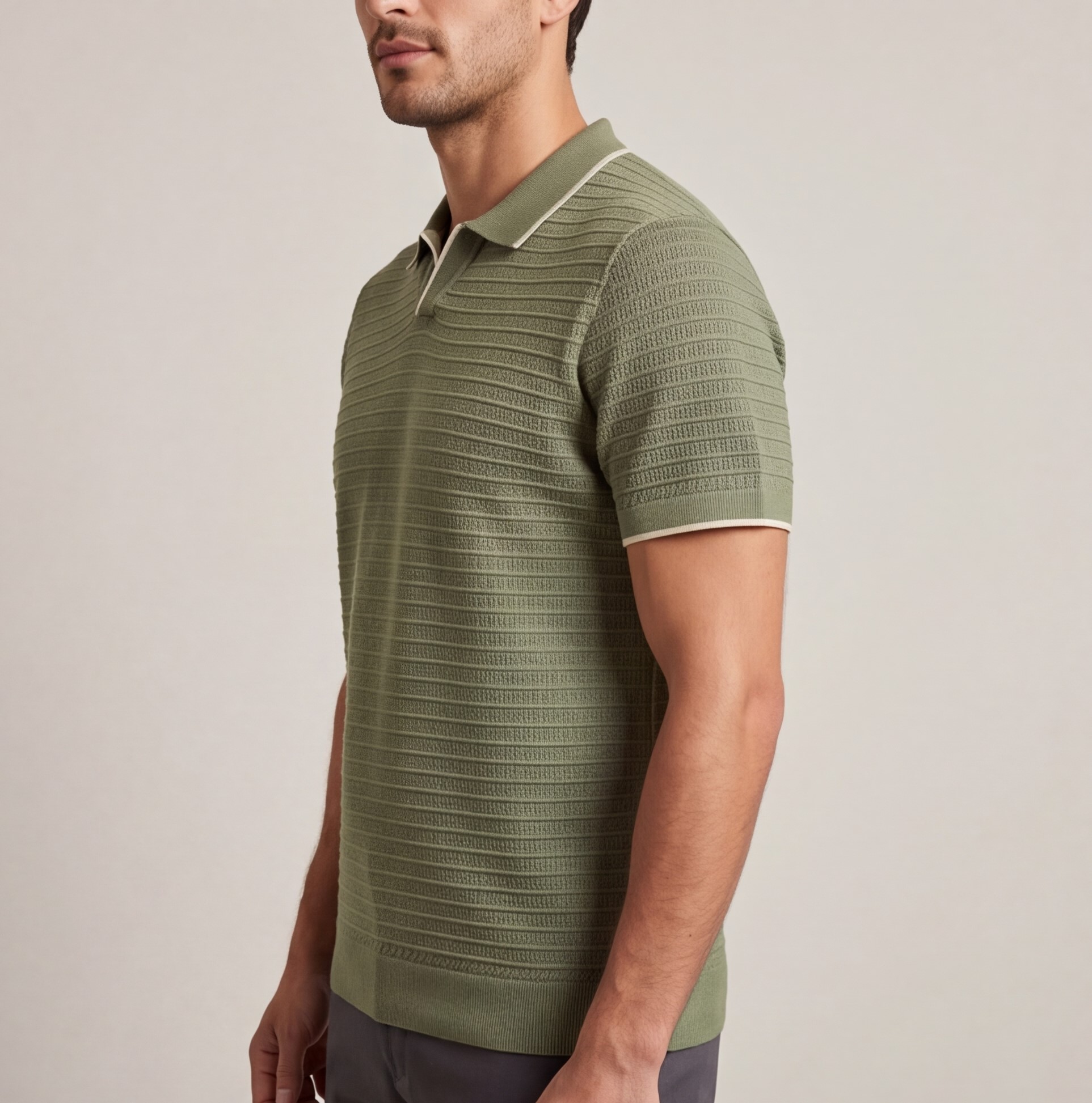 Men’s Striped Polo T-Shirt – Modern Elegant Style - Image 4