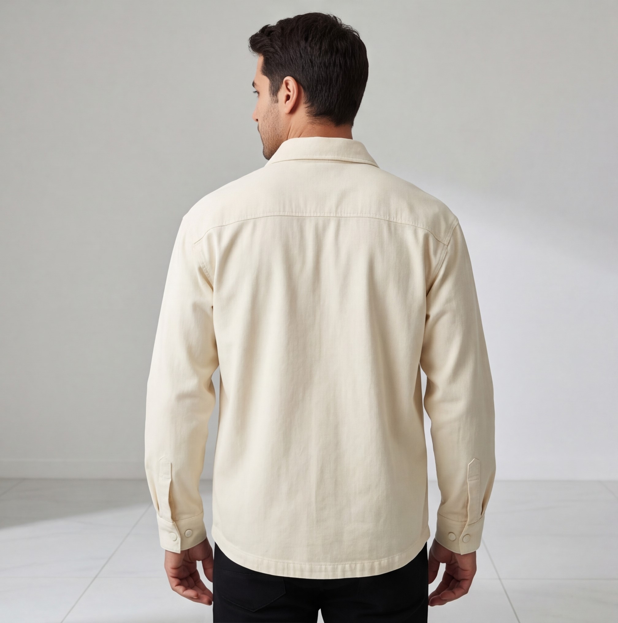Men’s Heavy Cotton Shirt with Minimal Pocket – Clean Casual Style - الصورة 3