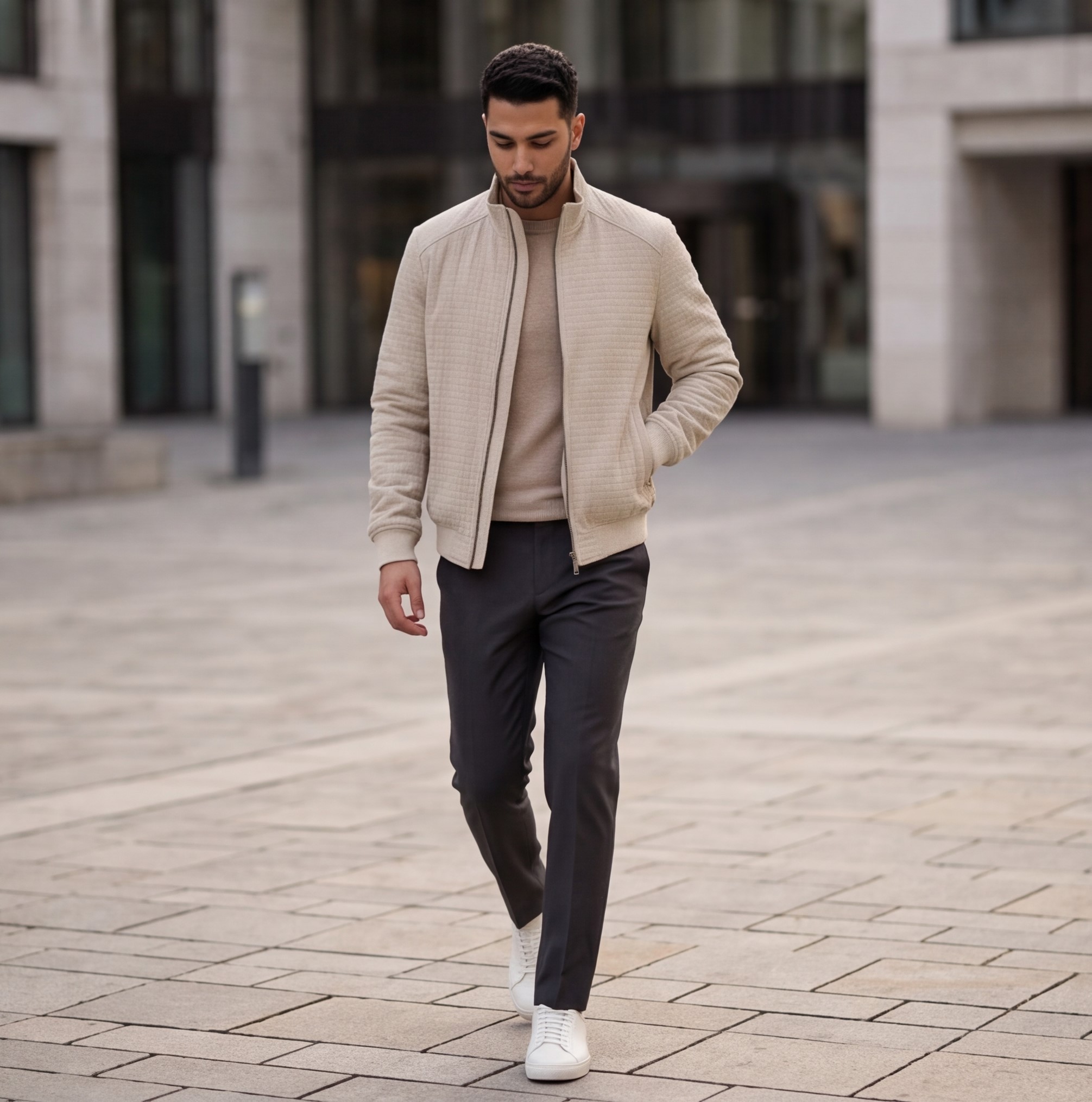 Men’s Checkered Zipper Jacket – Modern Casual Style
