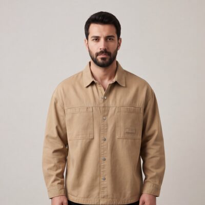 Men’s Heavy Cotton Shirt with Front Pockets – Utility Casual Style