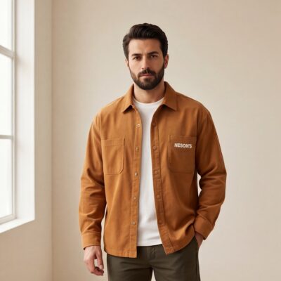 Men’s Heavy Cotton Shirt with Front Pocket – Casual Utility Style