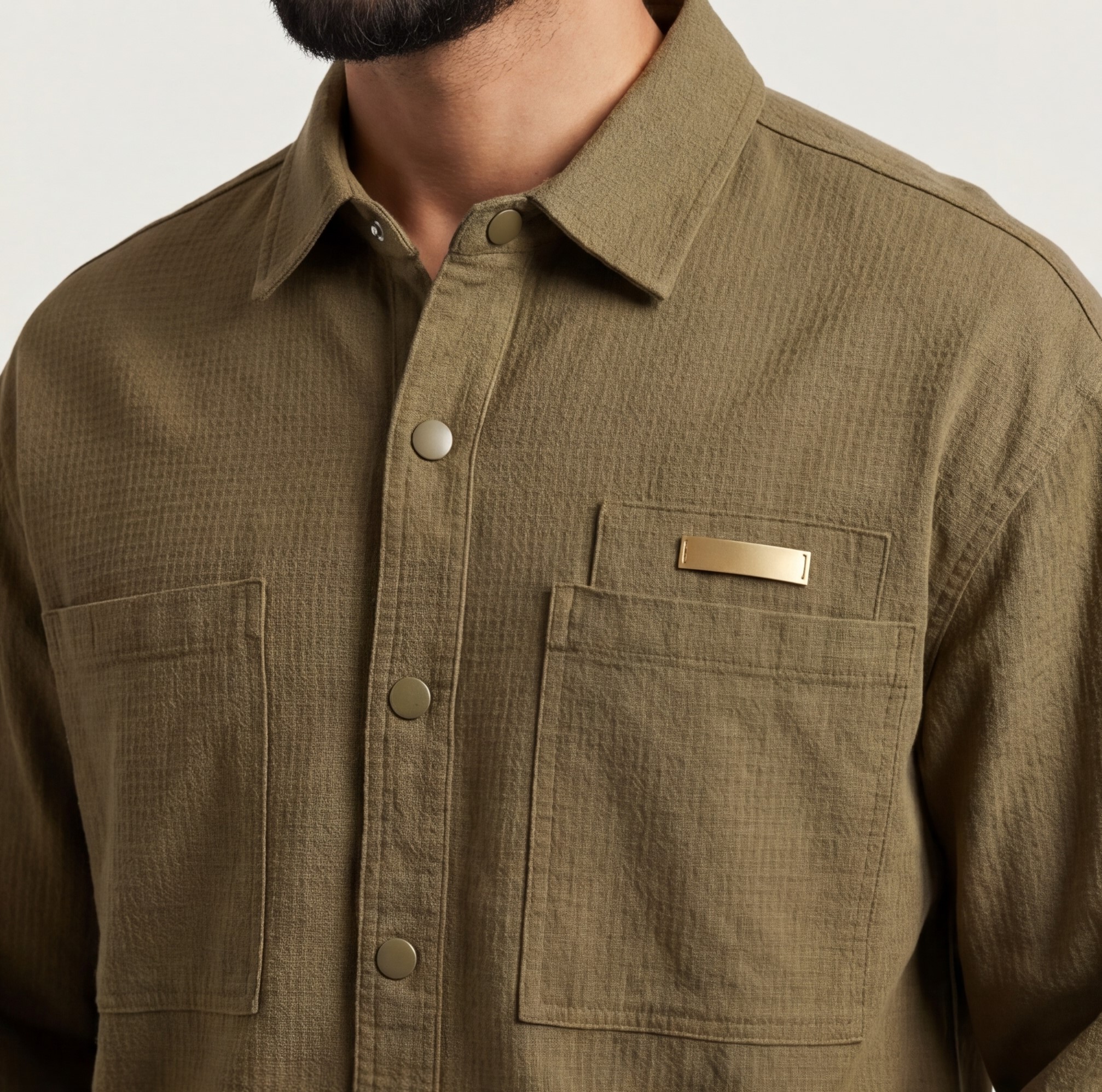 Men’s Heavy Cotton Shirt with Minimal Pocket – Clean Casual Style - الصورة 5
