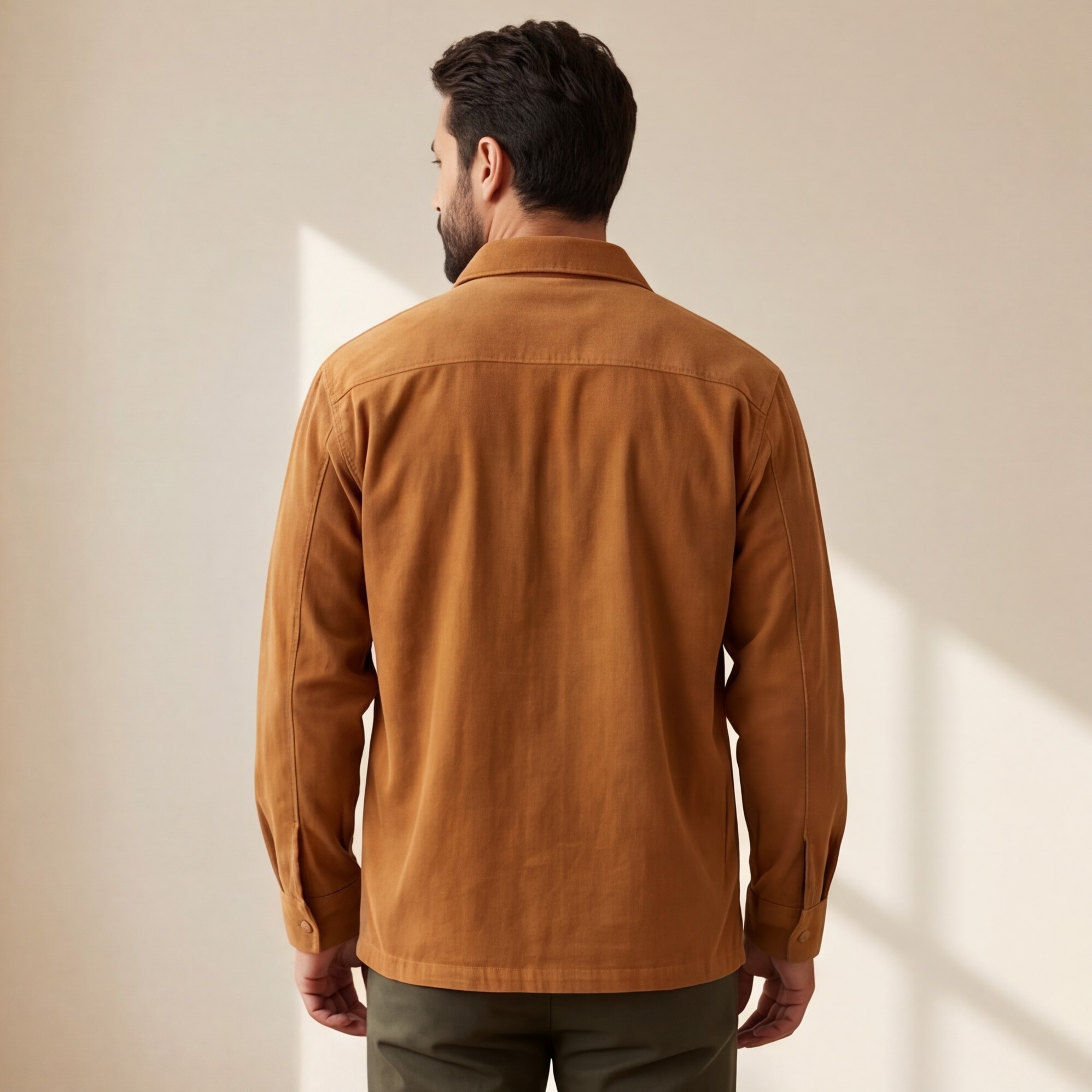Men’s Heavy Cotton Shirt with Front Pocket – Casual Utility Style - الصورة 2