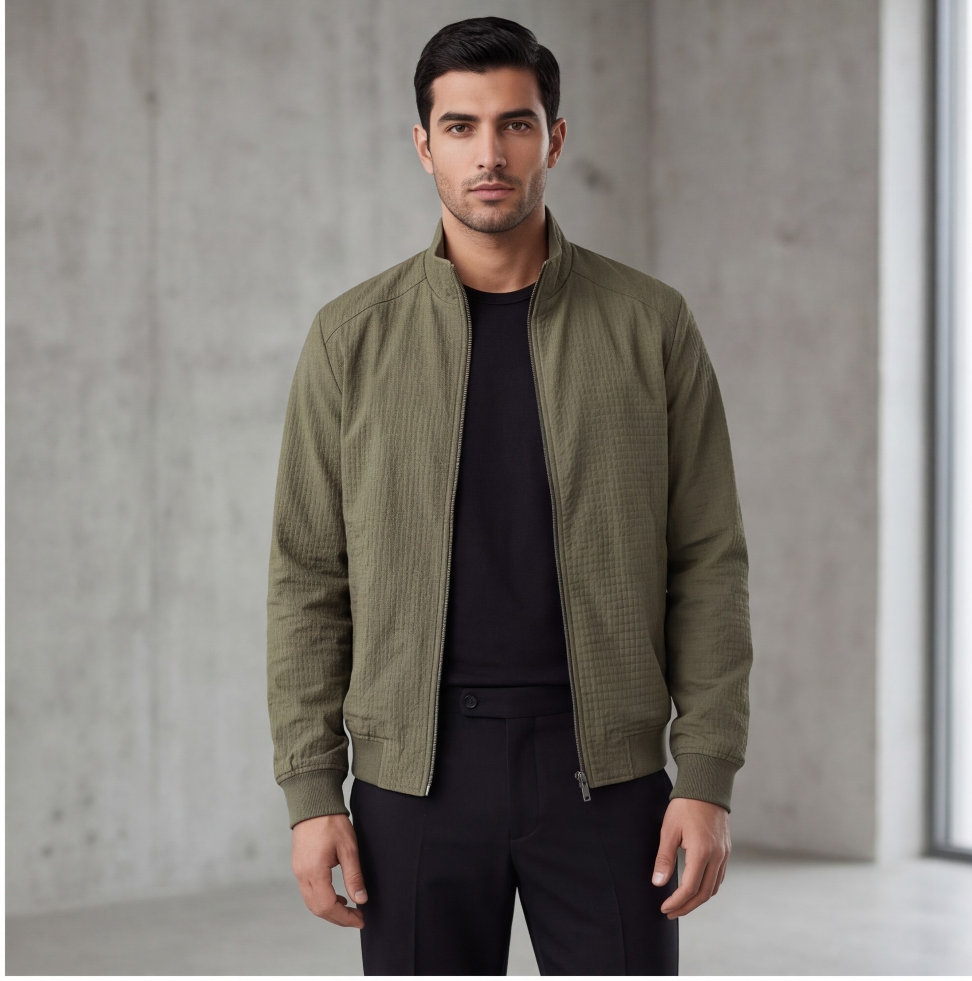 Men’s Checkered Zipper Jacket – Modern Casual Style - Image 5