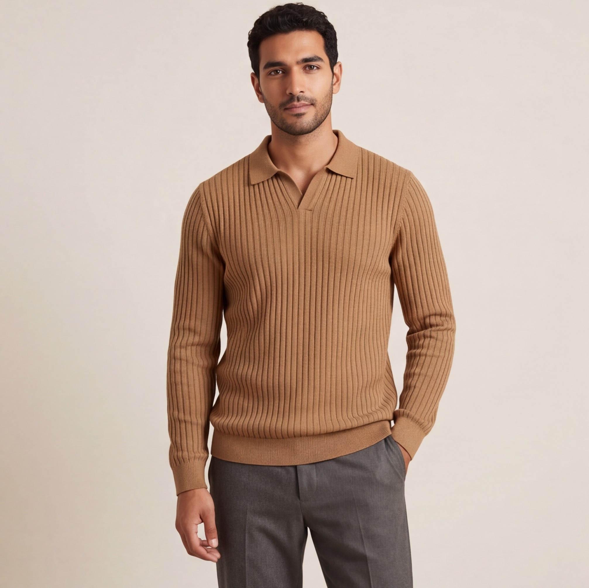Men’s Long Sleeve Polo Shirt – Smart Casual Style - Image 3