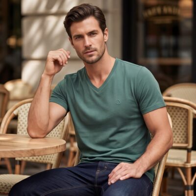Men’s Cotton V-Neck T-Shirt – Basic Comfort Fit